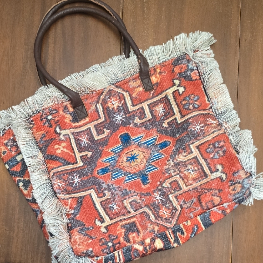 PANACHE Bohemian Fringe Tote Bag - Multicolor southwest